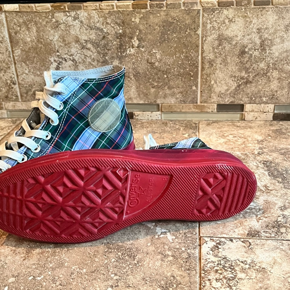Converse Chuck Taylor All Star 70 Hi Plaid Translucent Midsole red sneakers - Picture 4 of 6
